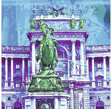 Représentation graphique de la Hofburg avec une statue équestre