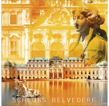 Vue du bâtiment du château du Belvédère avec des étangs et des statues