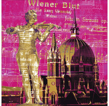 Image murale Wiener Blut avec une statue, des notes de musique et une église.