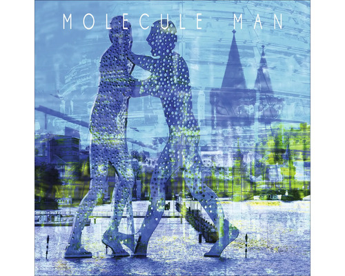 Molecule Man Kunstwerk vor Stadtkulisse