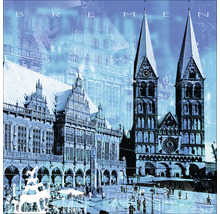 Illustration de la vue de la ville de Brême avec l''hôtel de ville et la cathédrale