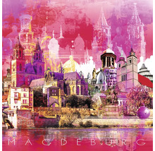 Illustration de la ville de Magdebourg avec différents bâtiments architecturaux.