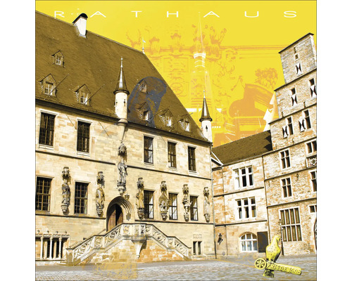 Illustration eines Rathauses mit Treppe und Statuen