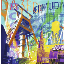 Illustration avec bâtiments et monuments industriels