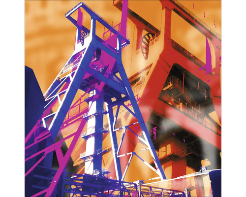 Glasbild Bochum Förderturm orange 50x50 cm