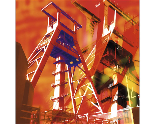 Glasbild Bochum Förderturm rot 30x30 cm