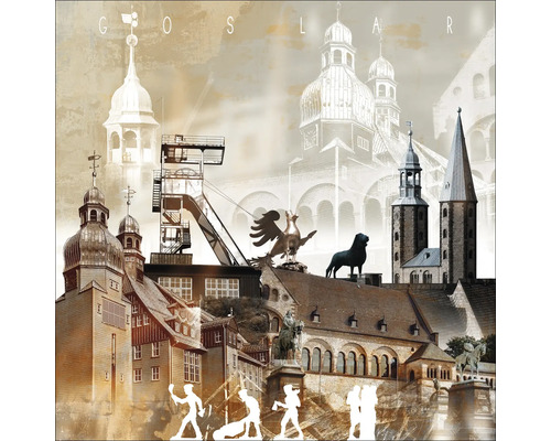 Illustration de la ville de Goslar avec des sites et des bâtiments historiques.