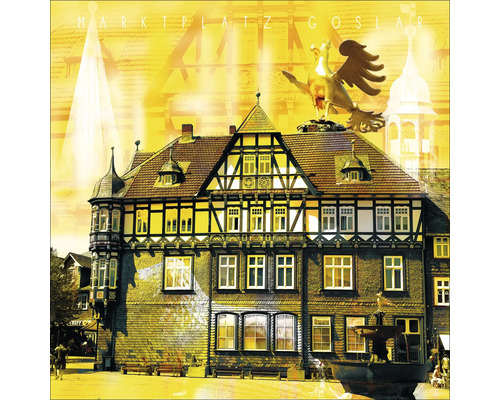 Place du marché de Goslar avec bâtiment historique et aigle doré