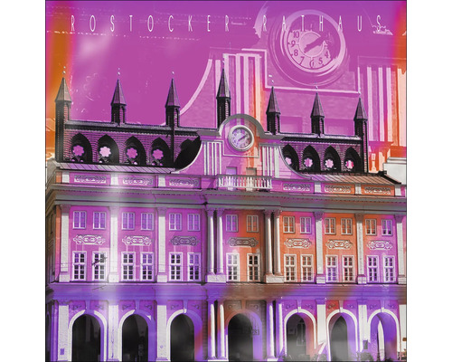 Glasbild Rostock Rathaus 50x50 cm