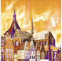 Illustration de la Marienkirche avec des maisons au premier plan