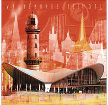 Illustration de Warnemünde avec phare, Teepott et clochers