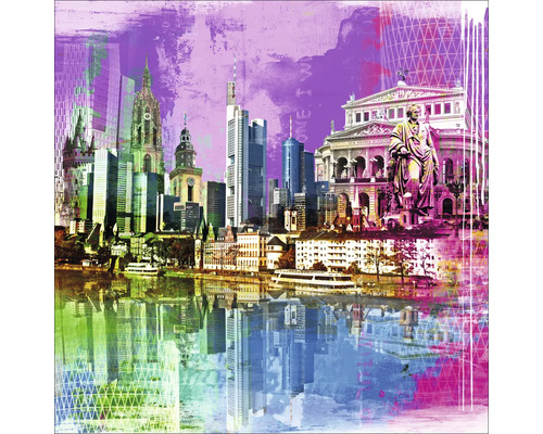 Collage mit Frankfurter Skyline und Reflexion im Wasser