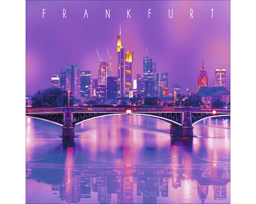 Horizon de Francfort avec pont et reflet dans l''eau