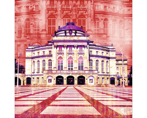 Glasbild Chemnitz Opernhaus 30x30 cm