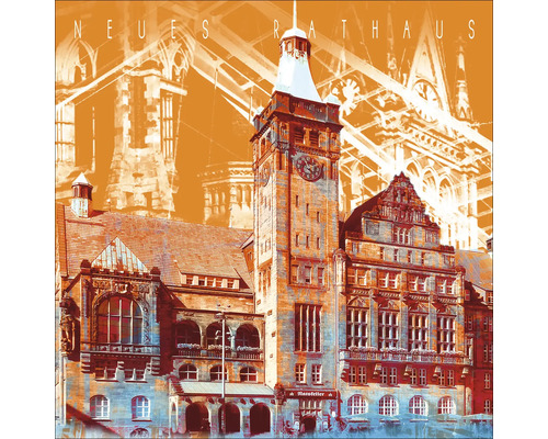 Glasbild Chemnitz Neues Rathaus 30x30 cm