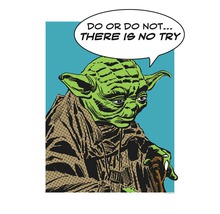 Yoda-Illustration mit dem Zitat: Tue es oder tue es nicht, es gibt kein Versuchen
