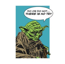 Illustration von Yoda mit dem Zitat: Tue es oder tue es nicht. Es gibt kein Versuchen