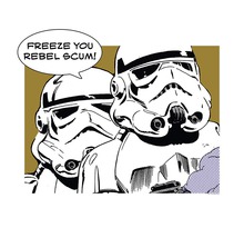 Impression de deux Stormtroopers avec le texte Freeze You Rebel Scum