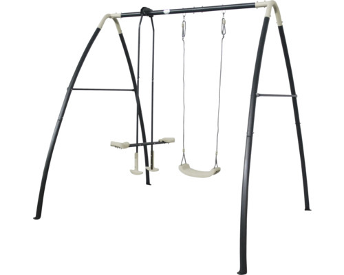 Set de balançoire métal axi avec balançoire pour une et deux personnes anthracite crème Balancelle avec balançoire et bascule