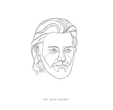 Illustration de Obi-Wan Kenobi avec des lignes fines