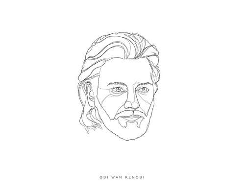Illustration de Obi-Wan Kenobi avec des lignes fines
