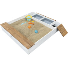 Sandkasten axi Evy mit Wasserbecken und Stauraum weiß braun