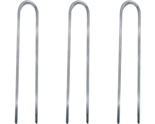 Trois piquets de tente en métal argenté