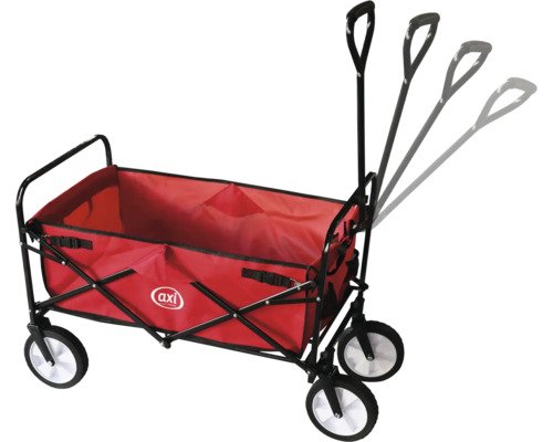 Chariot rouge avec cadre noir et poignée réglable