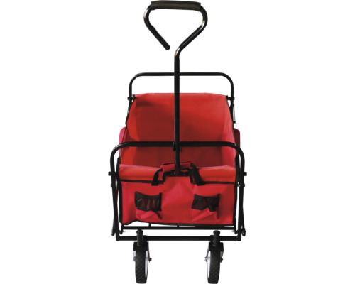 Chariot pliable avec tissu rouge et cadre noir