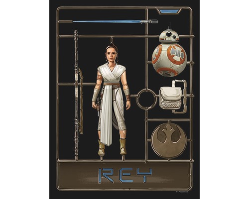 Kit de construction Star Wars Rey avec figurine, sabre laser et BB-8