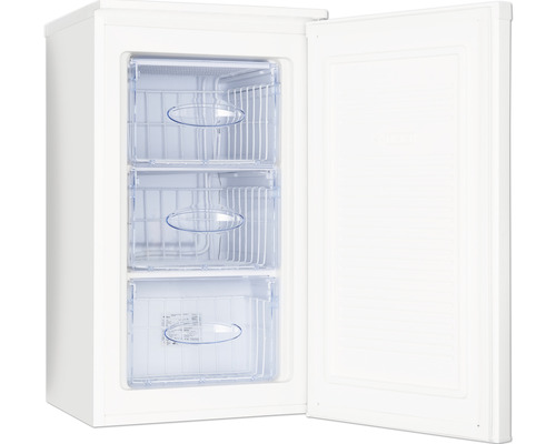 Gefrierschrank mit drei Schubladen und offener Tür