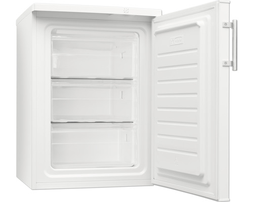 Congélateur avec porte ouverte et trois tiroirs de congélation