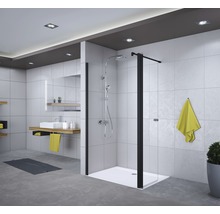Paroi de douche à l'italienne Breuer Entra 120 cm butée à gauche décor Terrazzo blanc profilé couleur noir-thumb-0