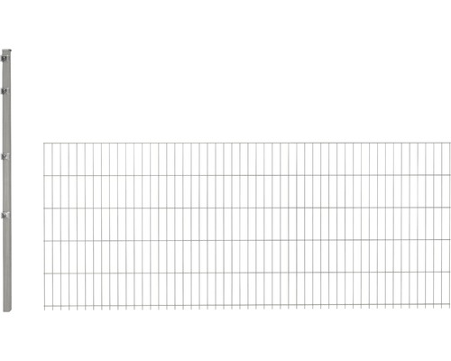 Set d'extension panneau rigide double fil 6/5/6 avec 1 poteau avec supports de serrage 63 cm x 2,5 m, galvanisé à chaud