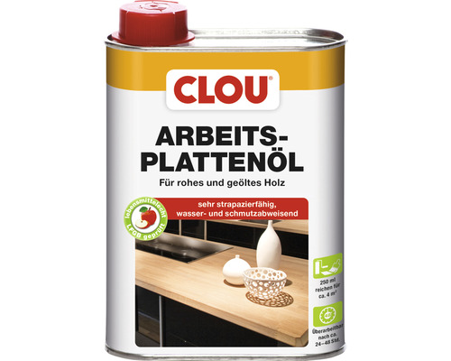 Huile pour plans de travail Clou incolore 250 ml Huile pour plans de travail Clou pour bois brut et huilé en bidon