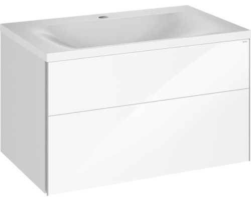 Ensemble de meubles de salle de bains KEUCO Royal Reflex lxhxp 80 x 48 x 49 cm couleur de façade blanc haute brillance 2 pièces avec vasque fonte minérale 39603210100