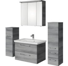 Badezimmermöbel Set mit Spiegelschrank, Waschbeckenunterschrank und Hochschränken