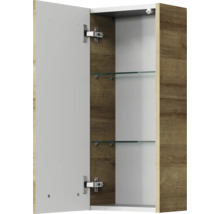Geöffneter Spiegelschrank mit Glasböden