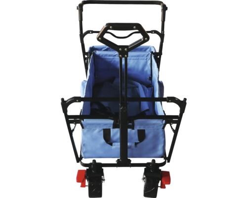 Chariot de transport avec revêtement en tissu bleu et cadre noir