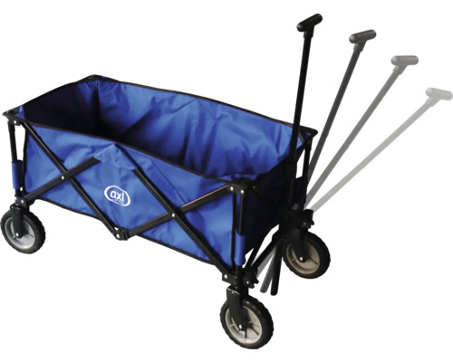 Chariot bleu avec barre télescopique et logo Axl