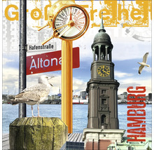 Collage de Hambourg avec Saint-Michel, mouette et port