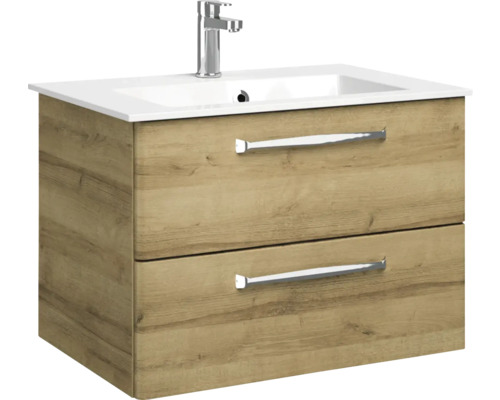 Waschbeckenunterschrank mit zwei Schubladen und Armatur