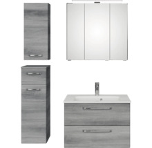 Badezimmermöbelset mit Spiegelschrank, Waschbeckenunterschrank und Hochschrank