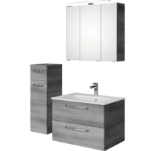 Badezimmerset mit Waschtisch, Waschbecken, Spiegelschrank und Hochschrank