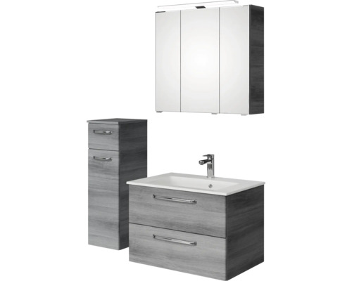 Set de meubles de salle de bains Pelipal Kumba lxhxp 107 x 200 x 50 cm couleur de façade graphite structure transversale en 4 parties avec vasque en fonte minérale et meuble bas 99.770126191