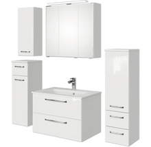 Komplettes Badezimmerset mit Waschbeckenunterschrank, Spiegelschrank und Hochschränken