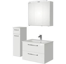 Badezimmermöbelset mit Waschbeckenunterschrank, Seitenschrank und Spiegelschrank mit Beleuchtung