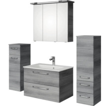 Badezimmerset mit Waschtisch, Waschbecken, Spiegelschrank und zwei Hochschränken
