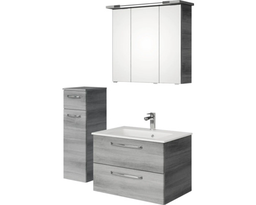 Set de meubles de salle de bains Pelipal Kumba lxhxp 107 x 200 x 50 cm couleur de façade graphite structure transversale en 4 parties avec vasque en fonte minérale et meuble bas 99.770125191