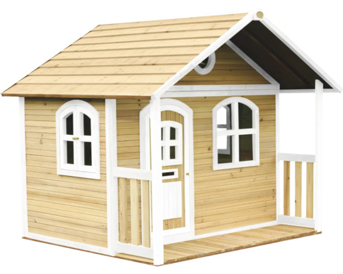 Holzspielhaus mit Tür, Fenstern und Veranda